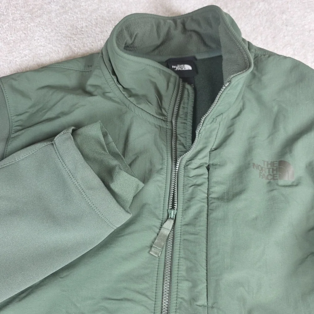 The North Face WindWall Jacket Mens XL Green Full Zip Fleece Lined Softshell
